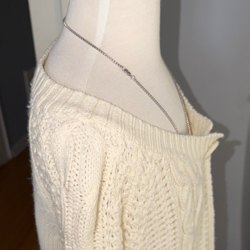 Poof Excellence Cream Cable Knit Cardigan - Picture 4 of 8